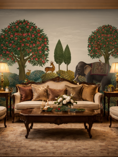 Verdant Jungle Friends Tropical Animal Wallpaper for Playful Rooms