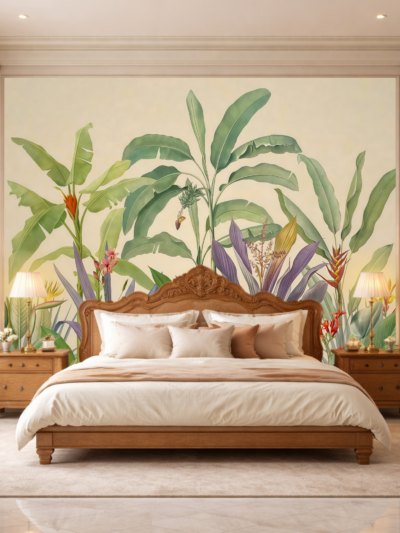 Minimal Palm Veil Tropical Wallpaper for Calm Interiors