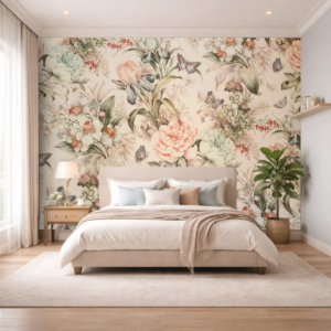 Blush Aviary Floral Wallpaper