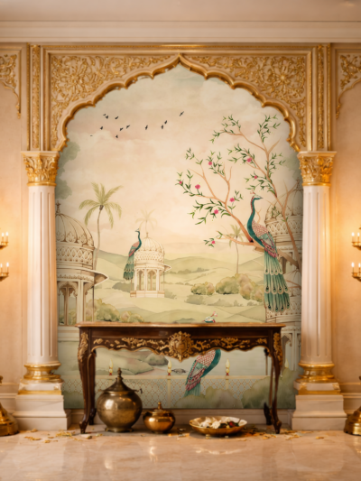 Neel Mayura Mughal Peacock Wallpaper for Indian Interiors