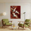 Crimson Tori Birds Japanese Canvas Art for Elegant Spaces