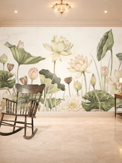 Pastel Lotus Bloom Floral Wallpaper – Botanical Wall Mural