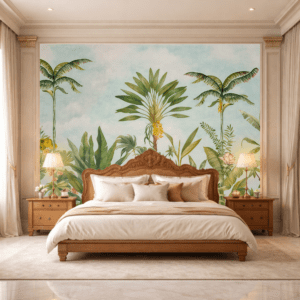 Fresh Blue Tropical Leaves Lively Wallpaper