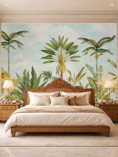 Fresh Blue Tropical Leaves Wallpaper – Botanical Wall Mural