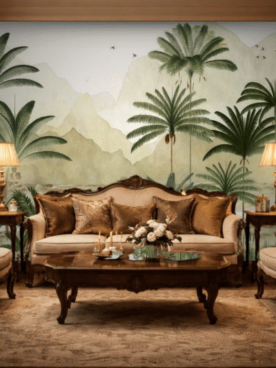 Green Tropical Palm Paradise Wallpaper – Botanical Wall Mural