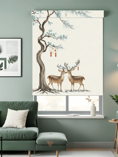 Serene Deer Under Tree Window Blinds – Custom Roller Blinds