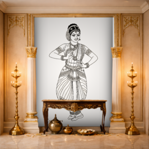Black White Kathak Dance Art Wallpaper