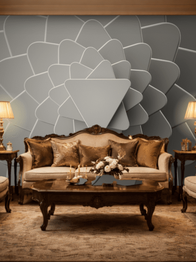 Abstract Grey Geometric Circle Pattern Wallpaper – Contemporary Wall Mural