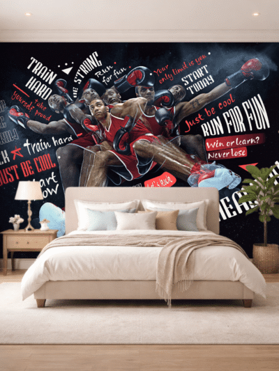 Boxing Spirit Motivational Typography Wallpaper – Office Wall Mural