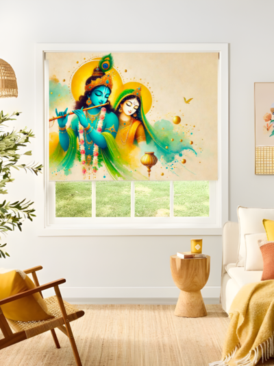 Radha Krishna Water Art Devotional Blinds – Spiritual Window Blinds