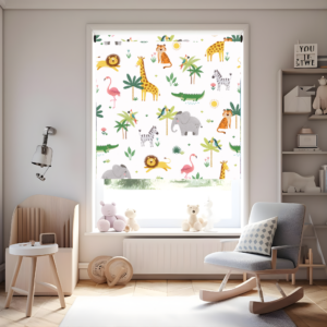 Cartoon Safari Animals Kids Room Blinds