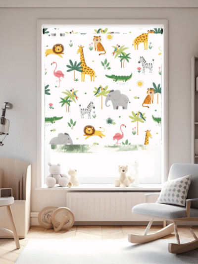 Cartoon Safari Animals Kids Blinds – Window Roller Blinds