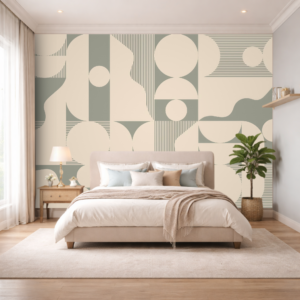 Abstract Grey Geometric Modern Pattern Wallpaper