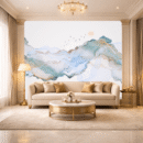 Ink Landscape Boat Serenity Art Wallpaper – Japanese Zen Wall Mural