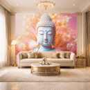 Pink Buddha Floral Serene Elegance Wallpaper for Mindful Homes