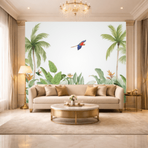 Green Tropical Garden Birds Paradise Wallpaper