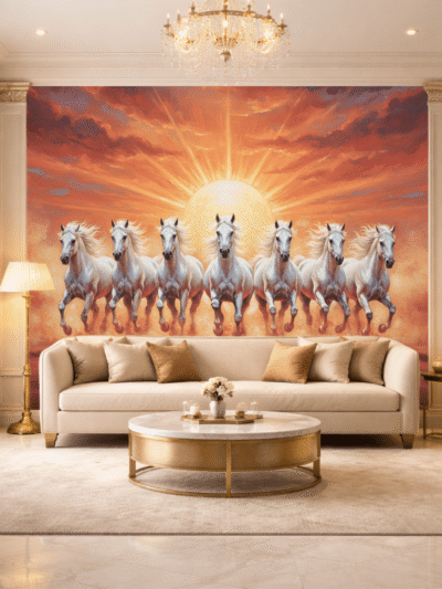 Seven Horses Dusk Abstract Wallpaper for Luxury Interiors
