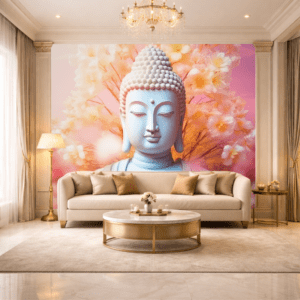Pink Buddha Floral Serene Elegance Wallpaper