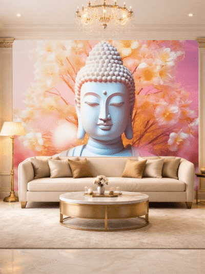 Pink Buddha Floral Serene Elegance Wallpaper for Mindful Homes