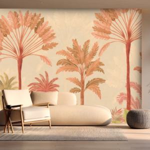 Pastel Tropical Leaves Modern Aesthetic Wallpaper
