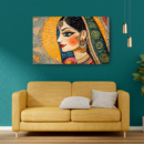 Multicolor Traditional Woman Ethnic Canvas Art – Indian Heritage Wall Decor