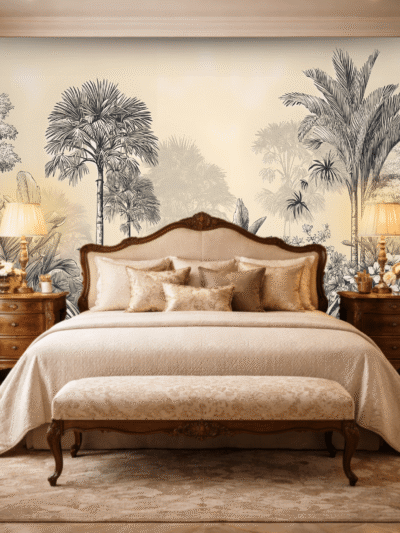 Black White Tropical Jungle Leaves Wallpaper – Monochrome Wall Mural