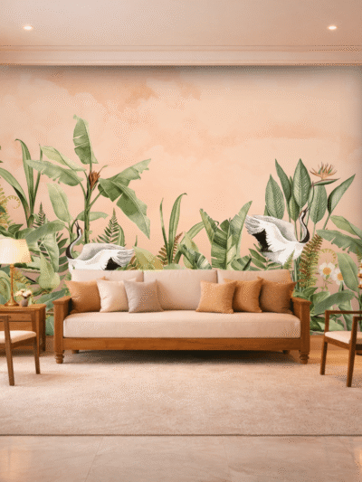 Pink Tropical Leaves Pastel Palm Wallpaper for Elegant Interiors
