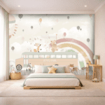 Dreamy Pink Sky Cartoon Kids Wallpaper