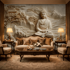 3D White Buddha Elite Serenity Wallpaper