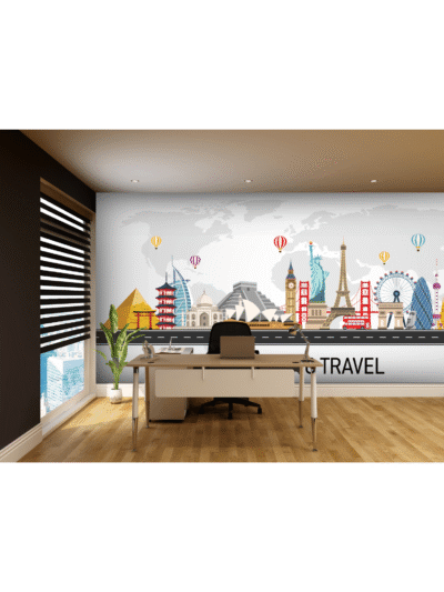 World Monuments Travel Abstract Wallpaper for Professional Offices