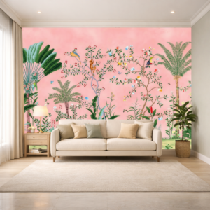 Blush Tropical Flora Soft Aesthetic Wallpaper