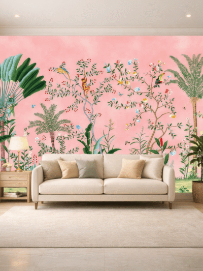 Blush Tropical Flora Soft Aesthetic Wallpaper for Bedrooms