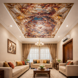 Roman Gothic Vault Ceiling Illusion Wallpaper