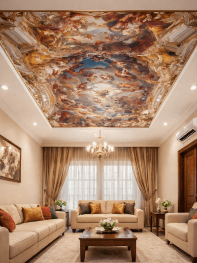Roman Gothic Vault Ceiling Illusion Wallpaper for Grand Interiors