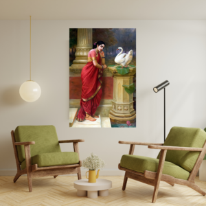 Graceful Saree Muse With Swan Canvas