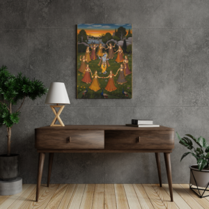 Divine Ras Leela Krishna Gopis Canvas