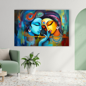 Ethereal Radha Krishna Divine Love Canvas