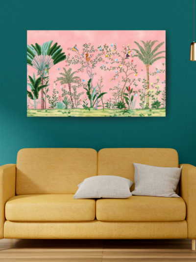 Blush Tropical Leaves Aesthetic Canvas Art for Modern Bedrooms