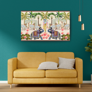 Krishna Pichwai Elephant Heritage Canvas Art