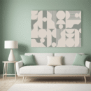 Grey Green Geometric Abstract Canvas Art for Modern Offices