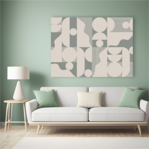 Grey Green Geometric Abstract Modern Canvas