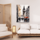 Clock Tower Ink Landscape Canvas Art – Monochrome Architecture Wall Decor