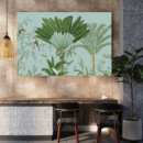 Sky Blue Tropical Leaves Floral Canvas Art for Airy Living Spaces