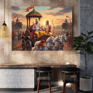 Mahabharat Krishna Arjun Chariot Canvas