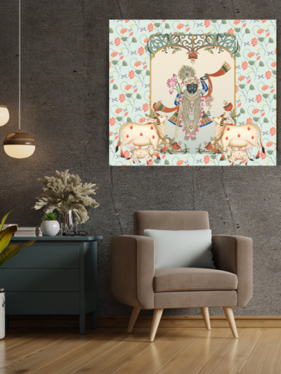 Krishna Pichwai Pastel Heritage Canvas Art for Serene Interiors