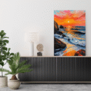 Sunset Seashore Tranquil Landscape Canvas Art for Calm Living Rooms