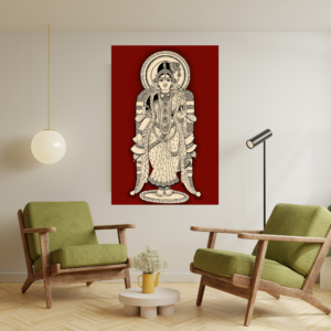 Crimson Goddess Line Art Canvas