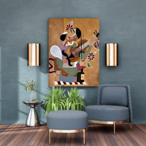 Geometric Violinist Abstract Canvas
