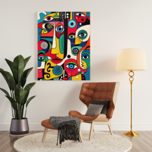 Bold Multicolor Abstract Face Canvas
