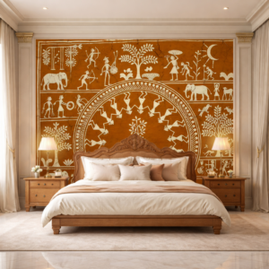 Earthy Tribal Mud Tone Heritage Wallpaper